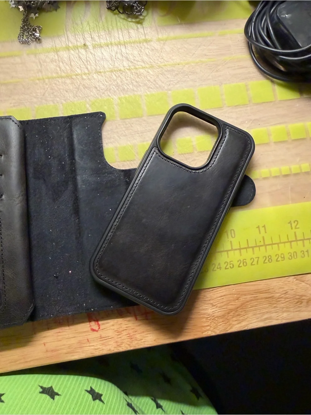 Black Leather Folio Phone Case